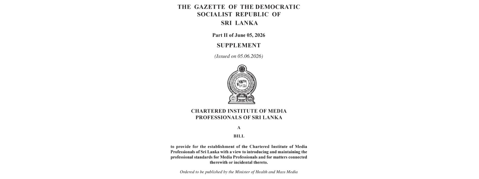 Media Professionals Institute Bill Gazetted